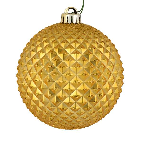 6" Honey Gold Durian Glitter Ball Ornament (4 pack)
