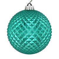 Vickerman 6" Teal Durian Glitter Ball Ornament (4 pack)