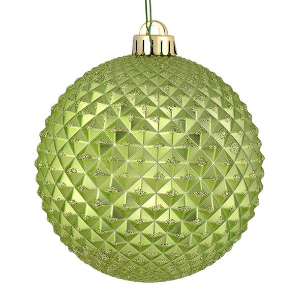6" Celadon Durian Glitter Ball Ornament (4 pack)