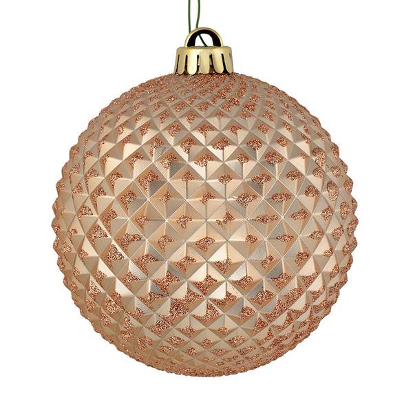 6" Cafe Latte Durian Glitter Ball Ornament (4 pack)