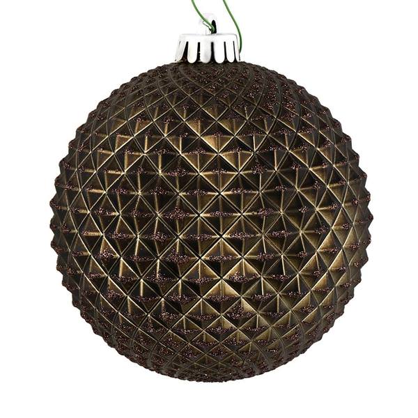 6" Gunmetal Durian Glitter Ball Ornament (4 pack)