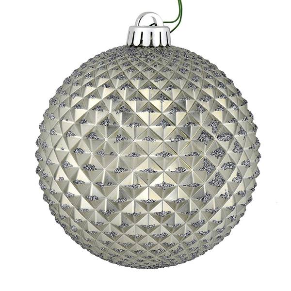 6" Pewter Durian Glitter Ball Ornament (4 pack)