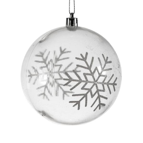 4" Clear White Glitter Swirl Ball Christmas Ornament (4 Pack)