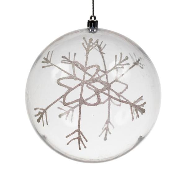 6" Clear with White Glitter Swirl Matte Christmas Ornament (3 Pack)