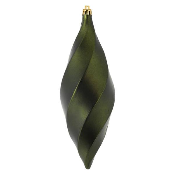 8" Moss Green Matte Swirl Finial Ornament (6 pack)