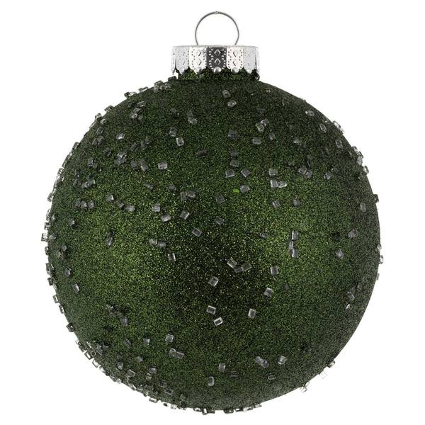 3" Moss Green Ice Ball Ornament (12 pack)