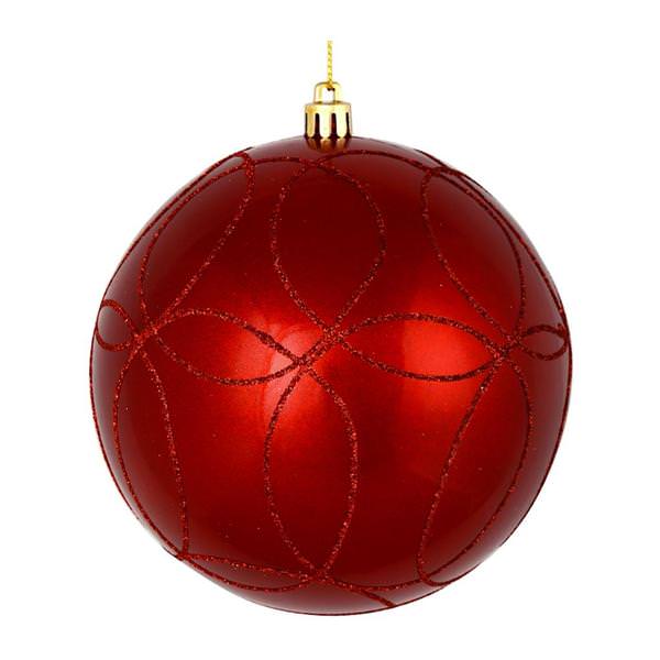 4.75" Copper / Gold Candy Circle Glitter Ball Ornament (4 pack)