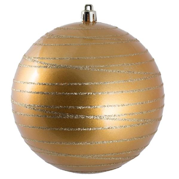 4" Copper / Gold Candy Glitter Ball Ornament (4 pack)