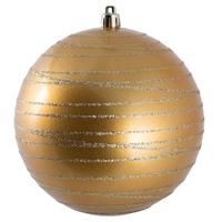 Vickerman 4" Copper / Gold Candy Glitter Ball Ornament (4 pack)