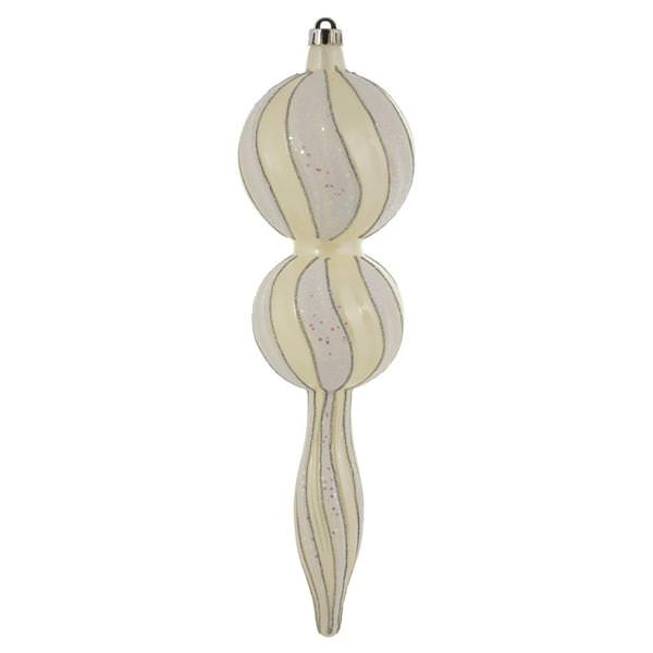 16.5" White Candy Glitter Finial Ornament