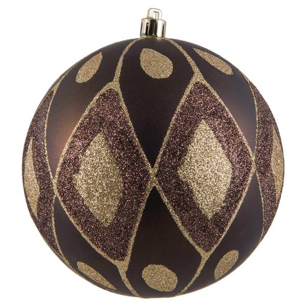 6" Chocolate Matte Glitter Christmas Ornament (3 Pack)
