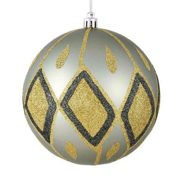 4" Wrought Iron Matte Glitter Diamond Ball Ornament (4 pack)