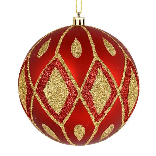 4.75" Wrought Iron Matte Glitter Diamond Ball Ornament (4 pack)