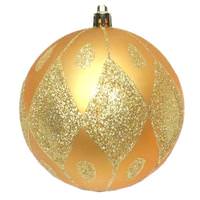 Vickerman 4" Copper / Gold Matte Glitter Diamond Ball Ornament (4 pack)