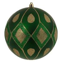 Vickerman 6" Green Matte Glitter Diamond Ball Ornament (3 pack)
