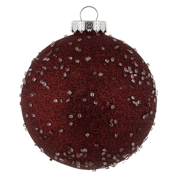 4" Burgundy Ice Ball Ornament (6 pack)