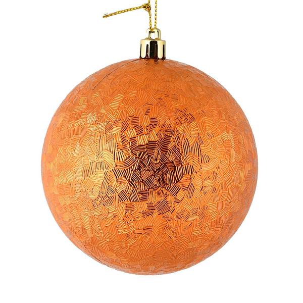 4" Burnished Orange Brushed Ball Ornament (6 pack)