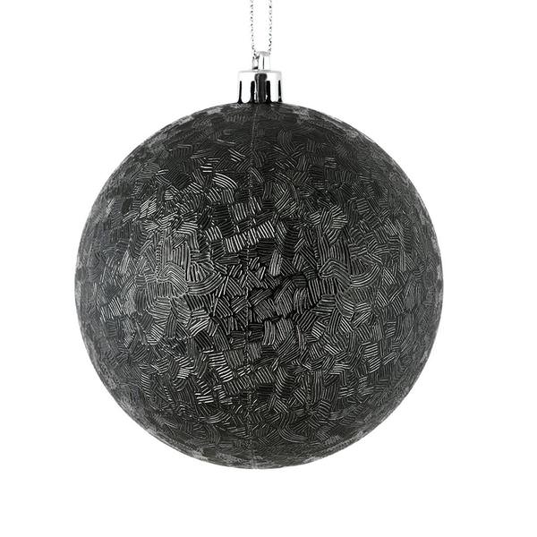 4" Black Brushed Ball Ornament (6 pack)