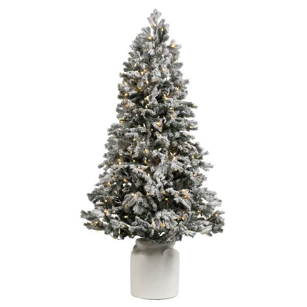 6' x 38" Artificial Flocked Frasier 300 Warm White Lights