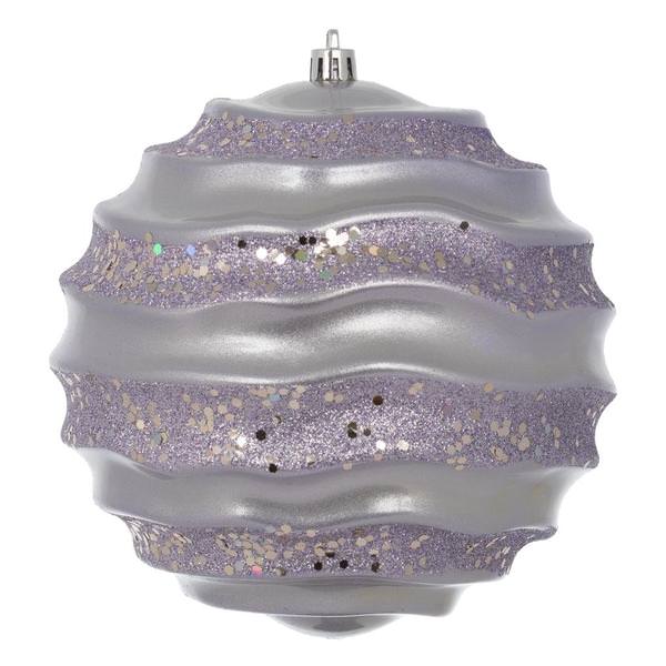 6" Lilac Candy Glitter Wave Ball Ornament