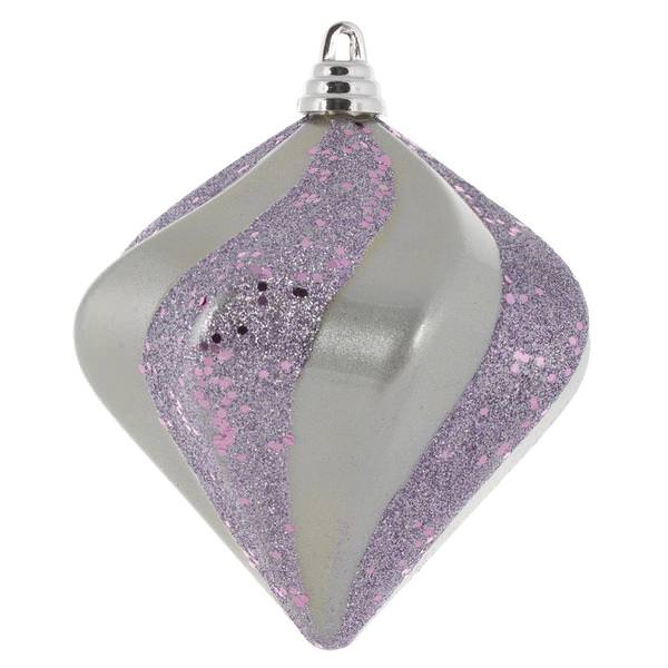 6" Lilac Candy Glitter Swirl Diamond Ornament