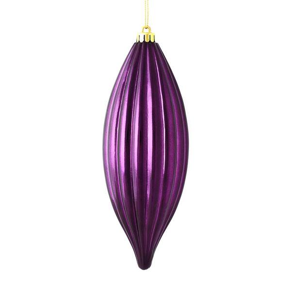 8" Lilac Shiny Line Finial Ornament (4 pack)