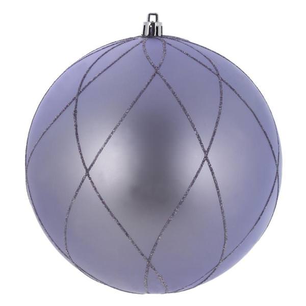 4" Lilac Matte Glitter Swirl Ball Ornament (4 pack)