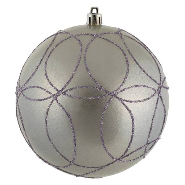 4.75" Lilac Candy Circle Glitter Ball Ornament (4 pack)