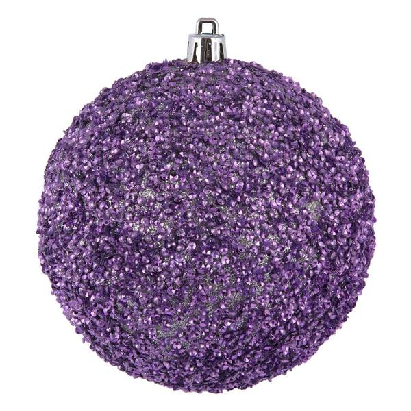 6" Lilac Beaded Ball Ornament (4 pack)