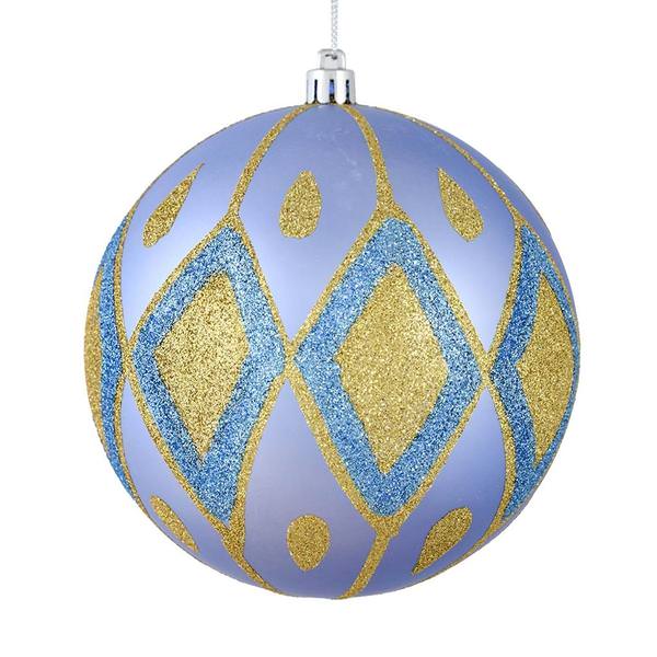 4" Lilac Matte Glitter Diamond Ball Ornament (4 pack)