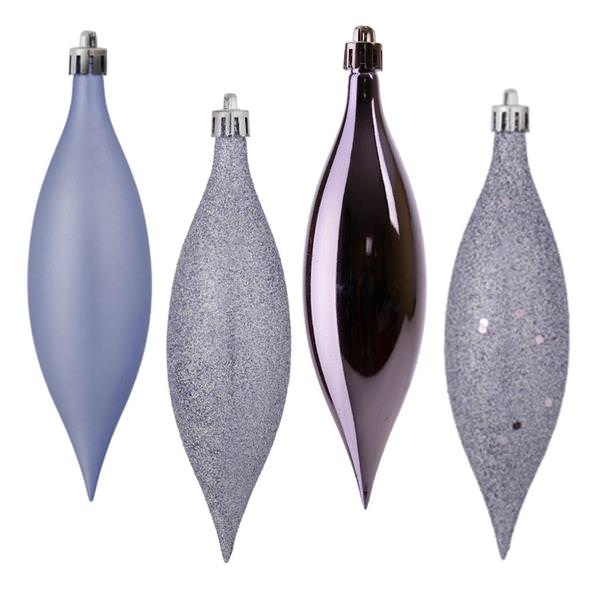 5.5" Lilac 4 Assorted Finish Drop Ornament (8 pack)
