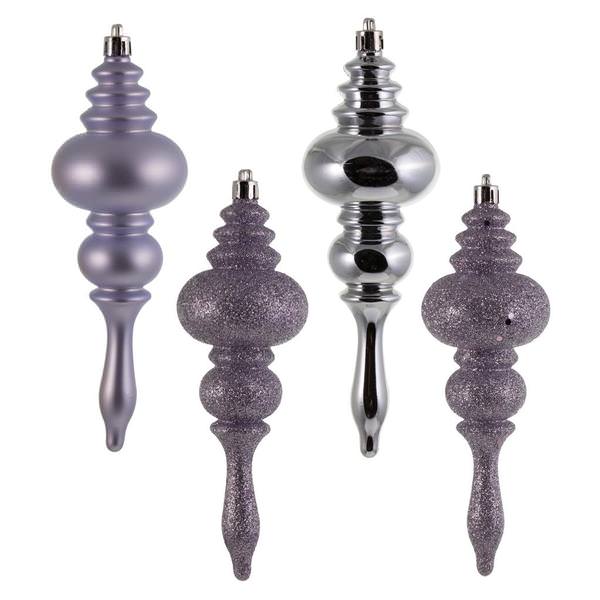 7" Lilac Assorted Finish Finial Ornament (8 pack)