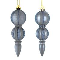 Vickerman 5" Periwinkle Glitter/Matte Finial Ornament (set of 6)
