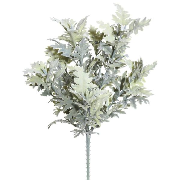 16" Artificial Green Flocked Dusty Miller Bush (2 pack)