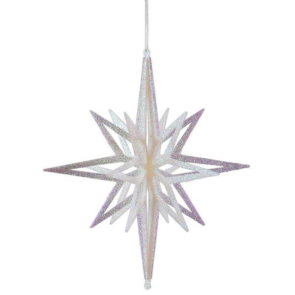 12" White Iridescent 3D Glitter Star Ornament