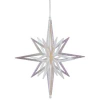 Vickerman 12" White Iridescent 3D Glitter Star Ornament