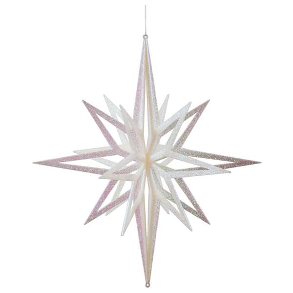24" Champagne Iridescent 3D Glow Glitter Star Ornament