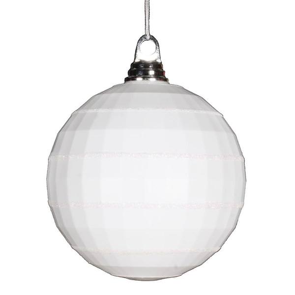 5.5" White Shiny-Matte Mirror Ball Ornament