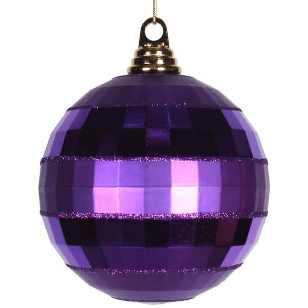 5.5" Purple Shiny Matte Mirror Ball Christmas Ornament