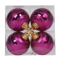 Vickerman 4" Magenta Shiny-Matte Mirror Ball Ornament (4 pack)