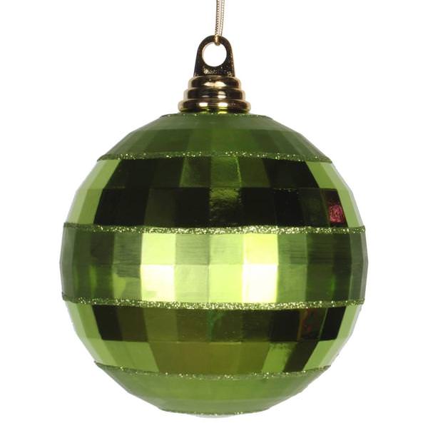 5.5" Lime Green Shiny-Matte Mirror Ball Ornament