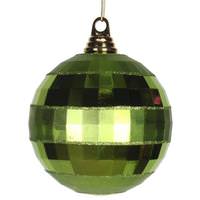 Vickerman 5.5" Lime Green Shiny-Matte Mirror Ball Ornament