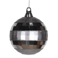Vickerman 5.5" Pewter Shiny-Matte Mirror Ball Ornament