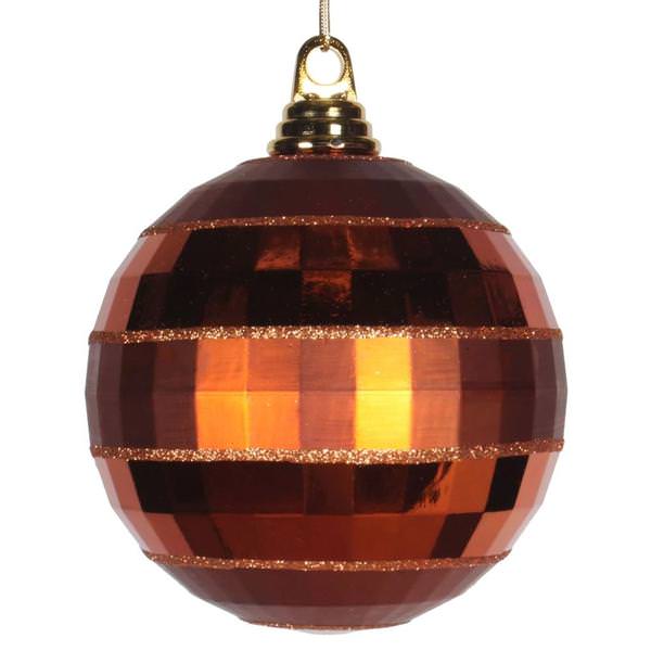 5.5" Copper Shiny-Matte Mirror Ball Ornament