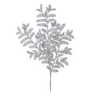 Vickerman 22" Silver Bipinnate Glitter Leaf Spray (12 pack)