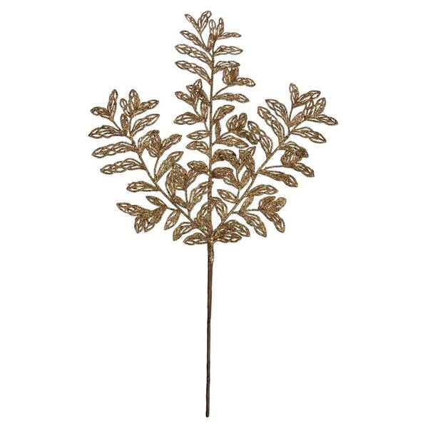 22" Gold Bipinnate Glitter Leaf Spray (12 pack)