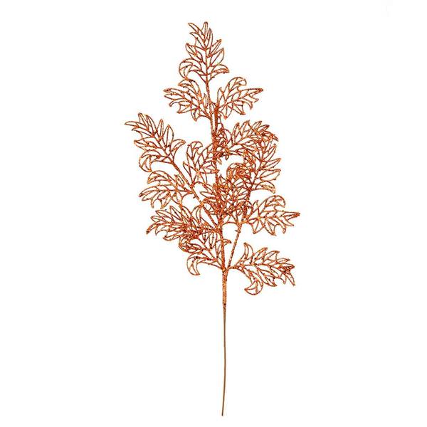 22" Burnished Orange Glitter Lace Holly Leaf Spray (12 pack)