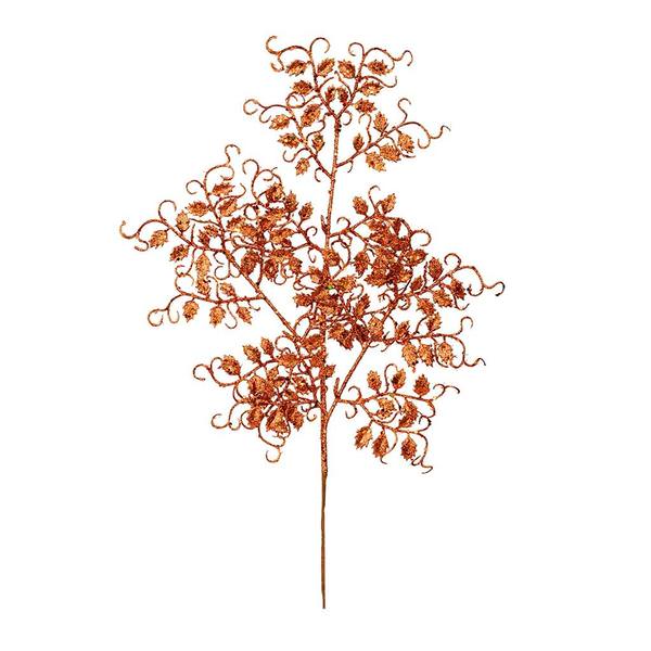 22" Burnished Orange Glitter Mini Ruscus Leaf Spray (12 pack)