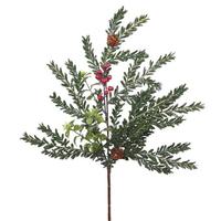 Vickerman 18" Artificial Frosted Hemlock / Boxwood Berry Spray (3 pack)