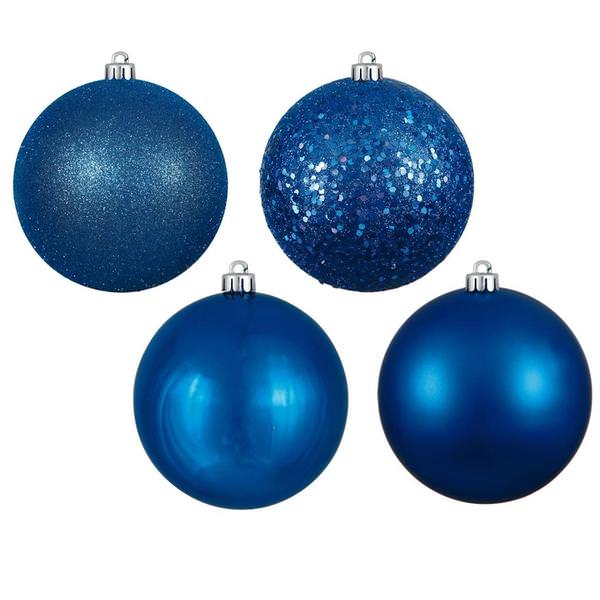 1" Blue Matte / Shiny / Sequin / Glitter Ball Ornament (36 pack)